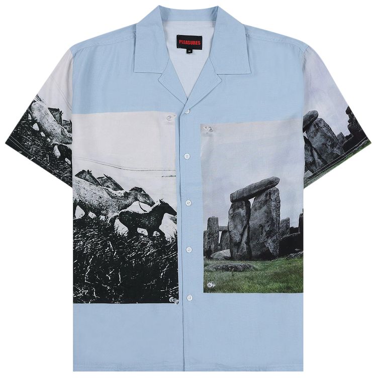 Pleasures Stone Horse Button Down Shirt Blue