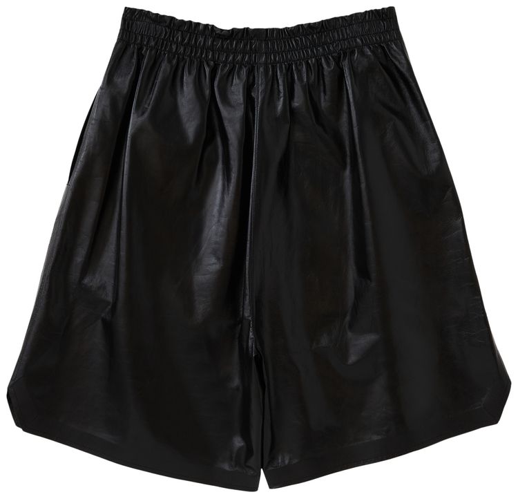 Bottega Veneta Shiny Leather Shorts Black