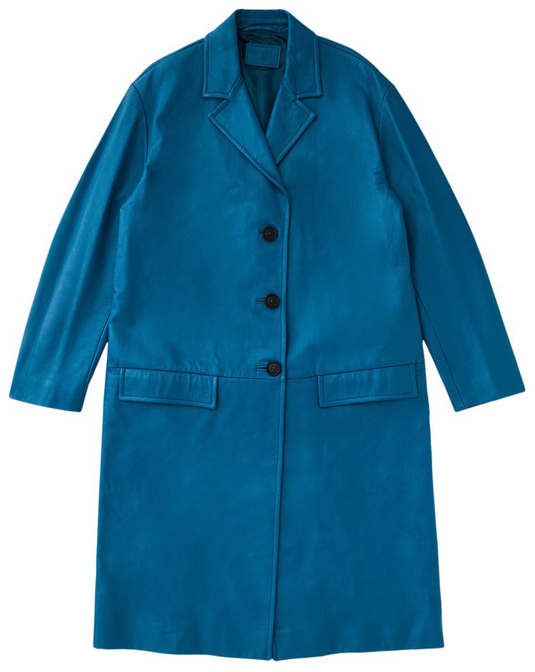 Prada Oversized Textured Leather Coat Laguna