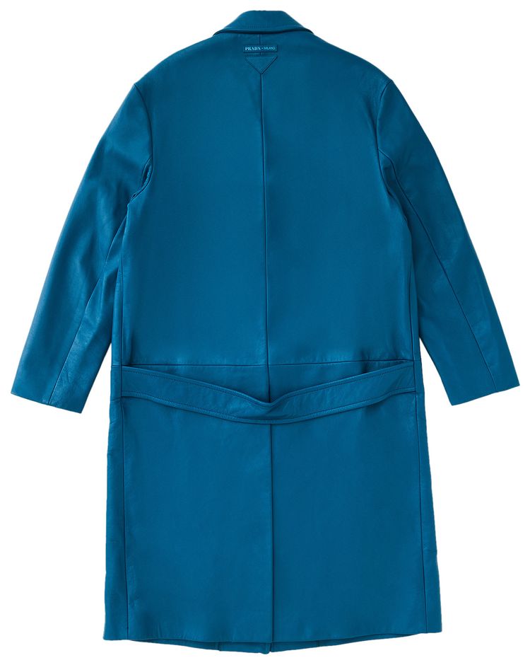 Prada Oversized Textured Leather Coat Laguna