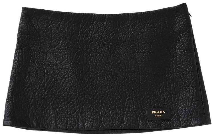 Prada Nappa Leather Miniskirt Black
