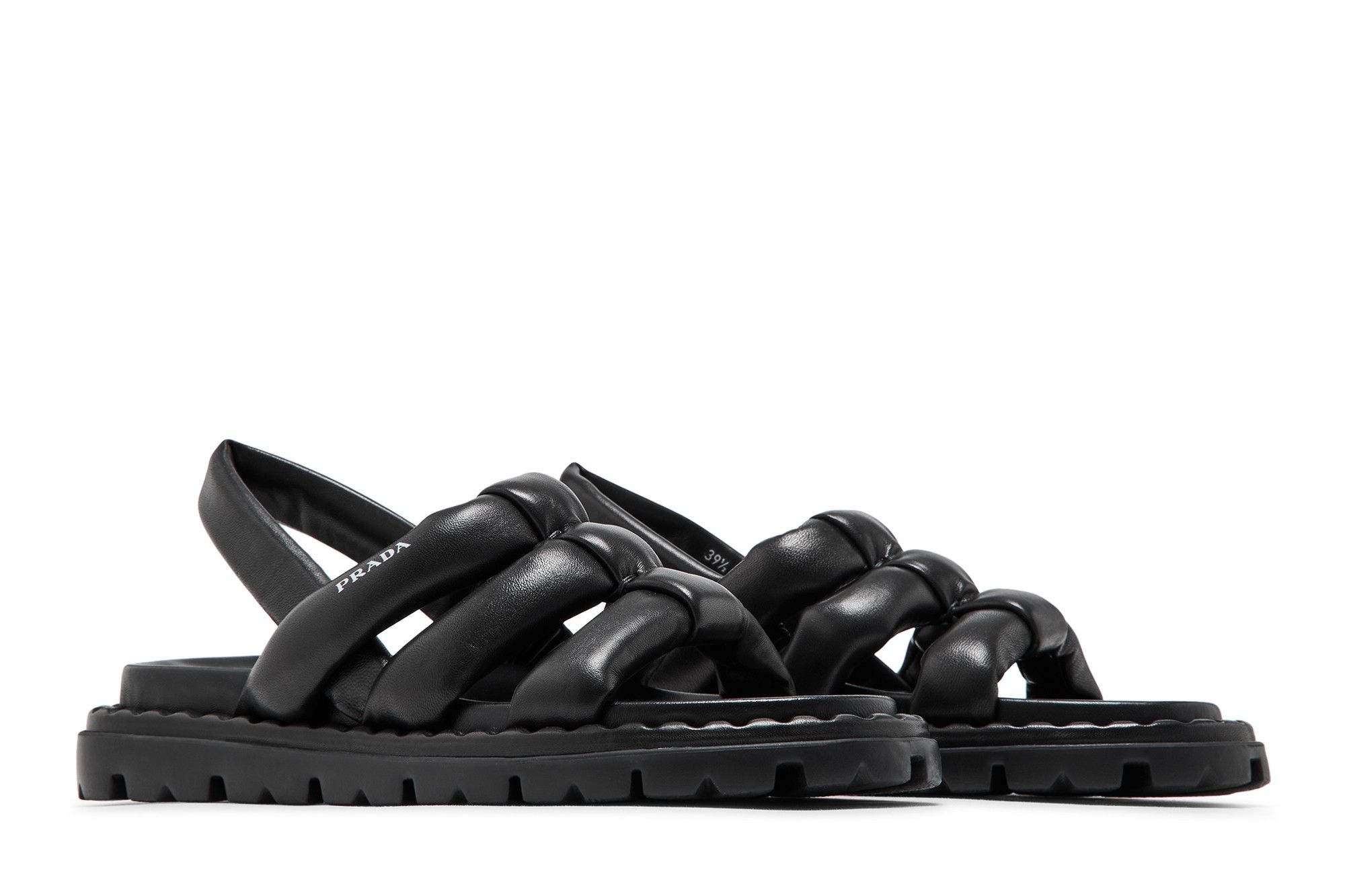 サンダル・ミュール PRADA Women Sandals 1X925NF0557V6 F0002 BLACK Black Leather Crisscross Sandals | PRADA