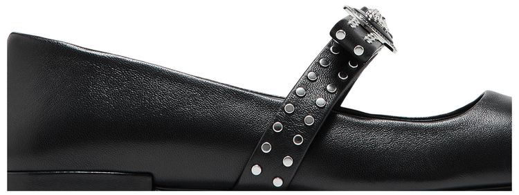 Versace Wmns Gianni Ribbon Studded Ballerinas Black