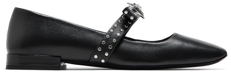 Versace Wmns Gianni Ribbon Studded Ballerinas Black