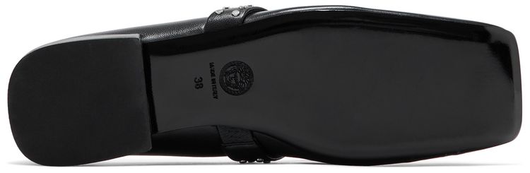 Versace Wmns Gianni Ribbon Studded Ballerinas Black