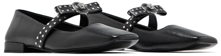 Versace Wmns Gianni Ribbon Studded Ballerinas Black