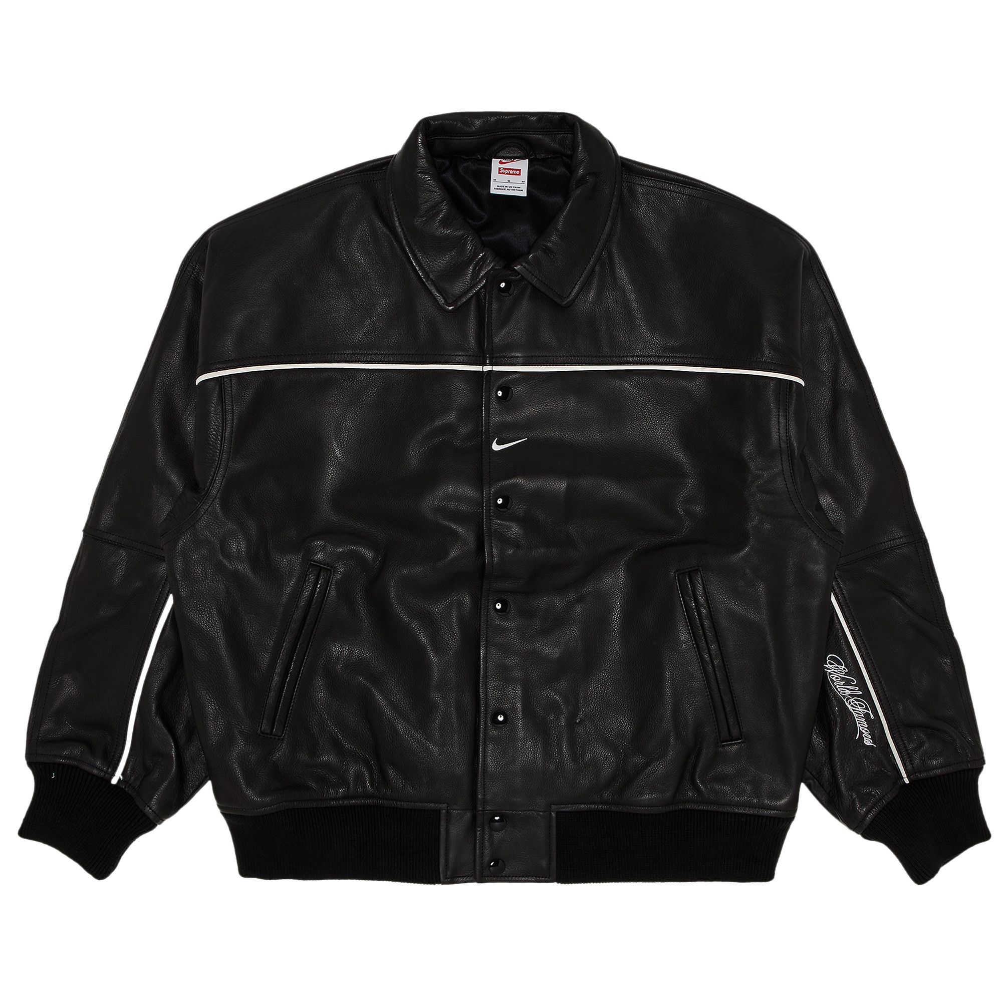 【おすすめ】 Leather Nike x Supreme Buy Varsity SS25J1 - 'Black' Jacket ジャケット・アウター
