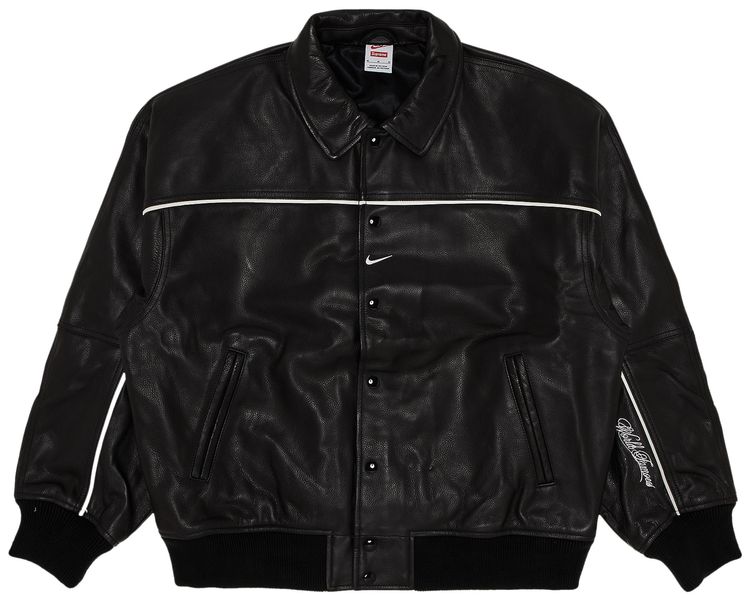 Supreme x Nike Leather Varsity Jacket Black