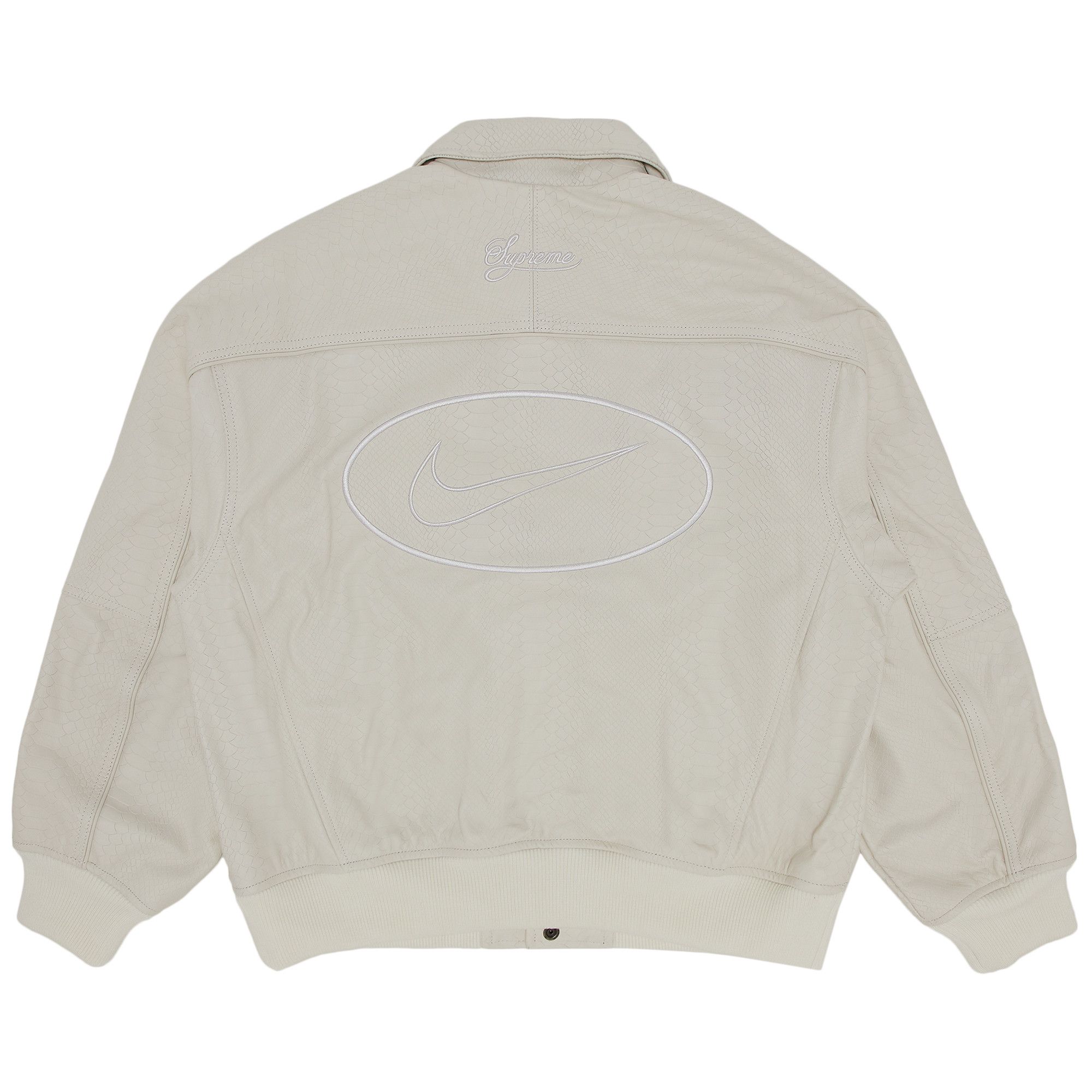Buy Supreme x Nike Leather Varsity Jacket 'Snakeskin