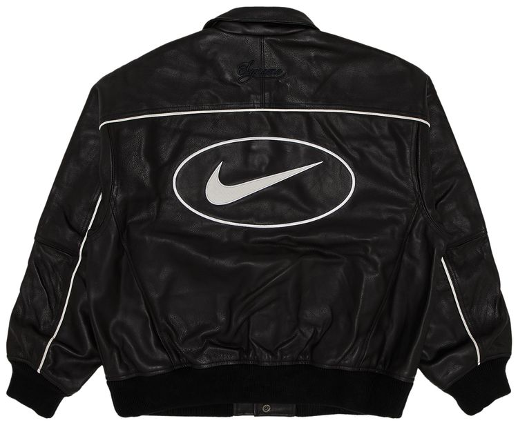 Supreme x Nike Leather Varsity Jacket Black