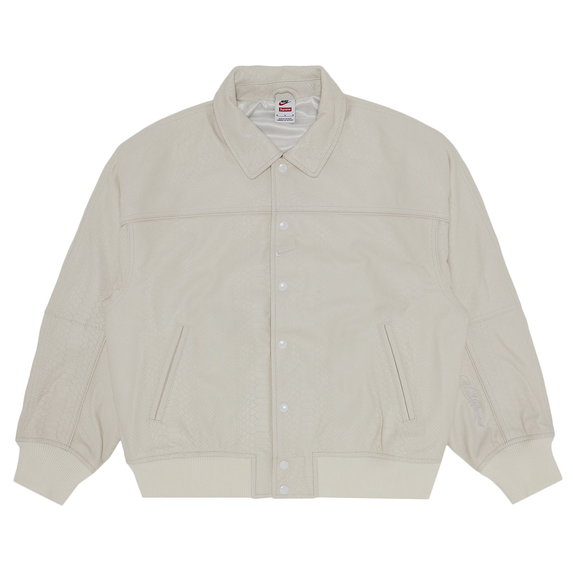 Buy Supreme x Nike Leather Varsity Jacket 'Snakeskin
