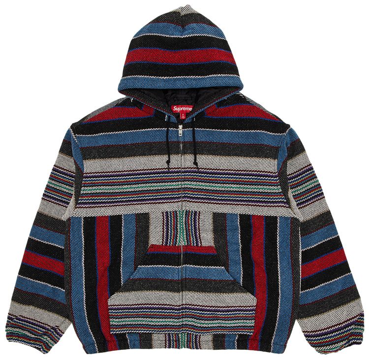 Supreme Woven Stripe Hooded Jacket Black