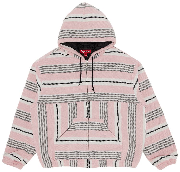 Supreme Woven Stripe Hooded Jacket Pink