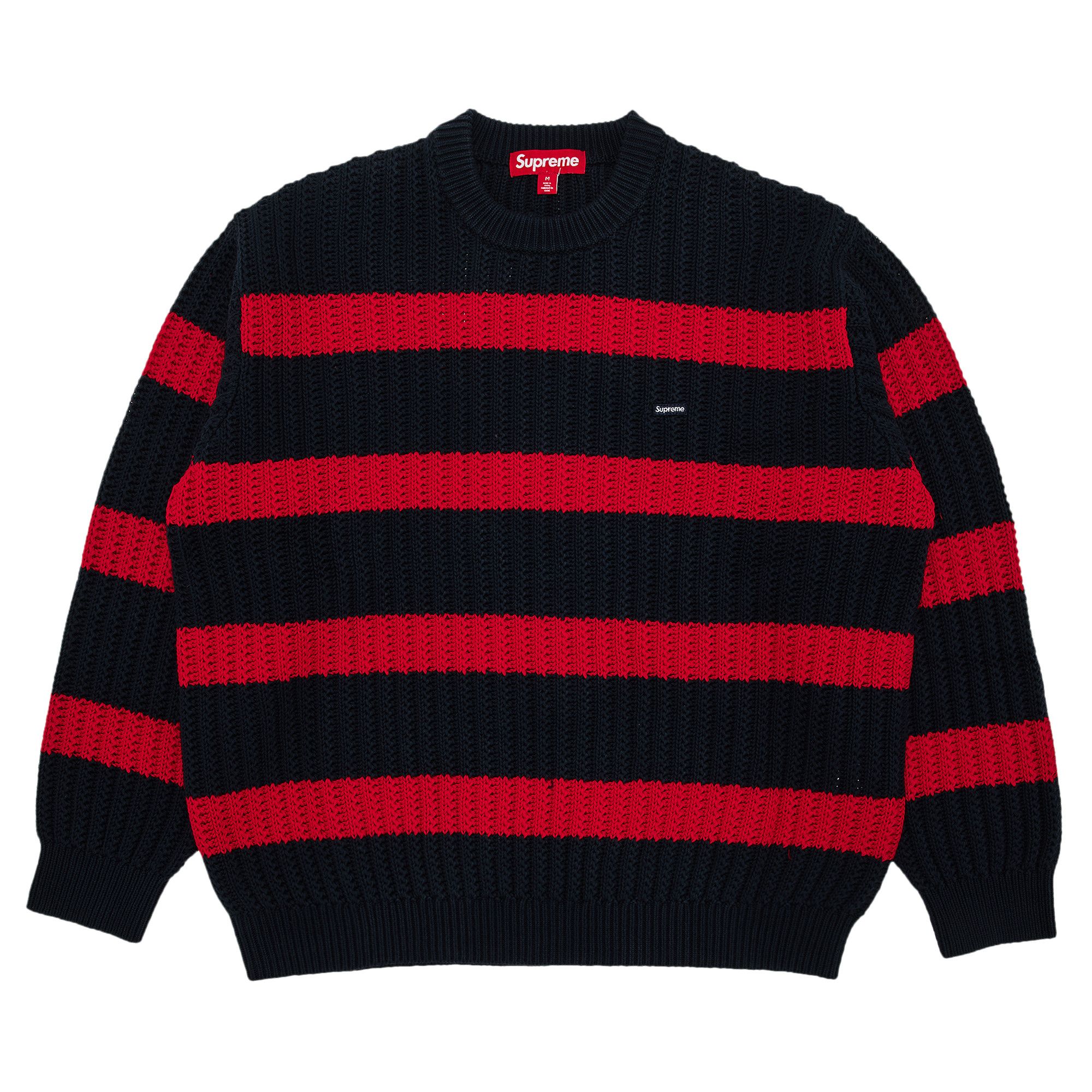 トップス Supreme Stripe Small Box Sweater Navy L Buy Supreme Loose Gauge Stripe Small Box Sweater 'Navy