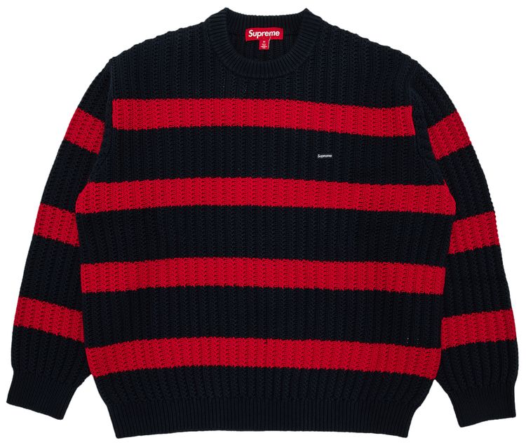Supreme Loose Gauge Stripe Small Box Sweater Navy