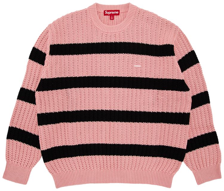 Supreme Loose Gauge Stripe Small Box Sweater Pink