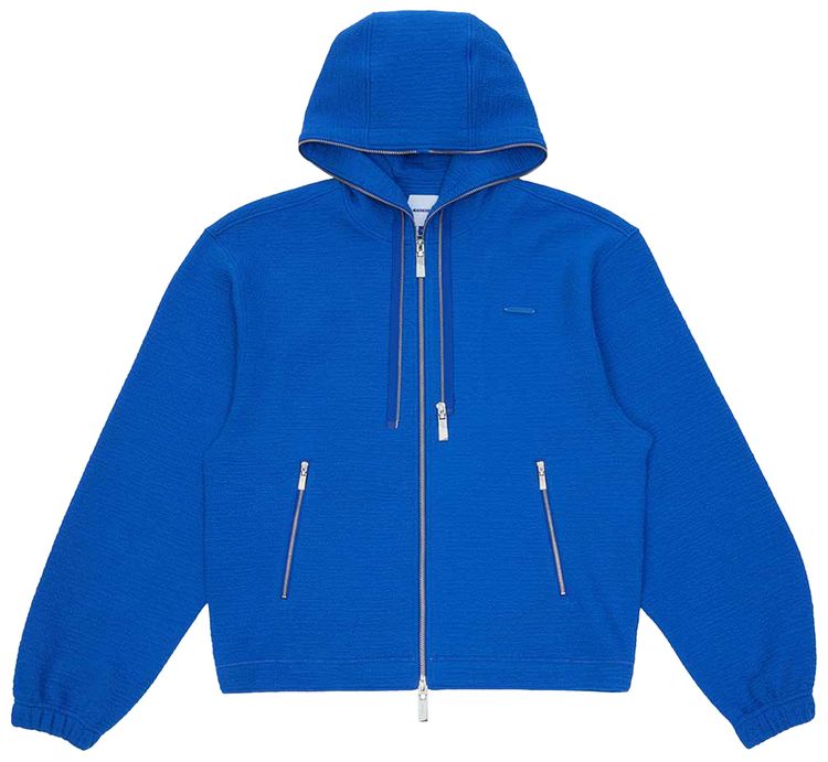 Ader Error Semi Oversized Fit Zip Hoodie Blue