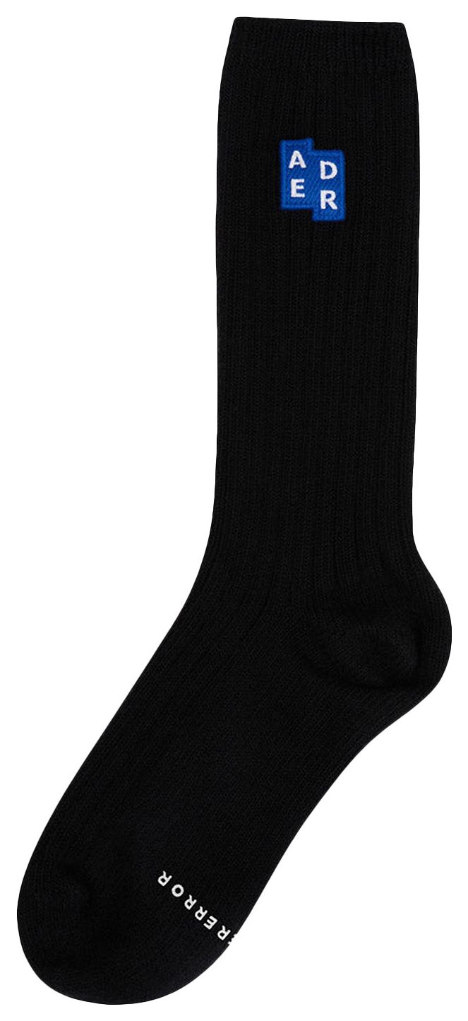 Ader Error TRS Tag Ribbed Calf Socks Black