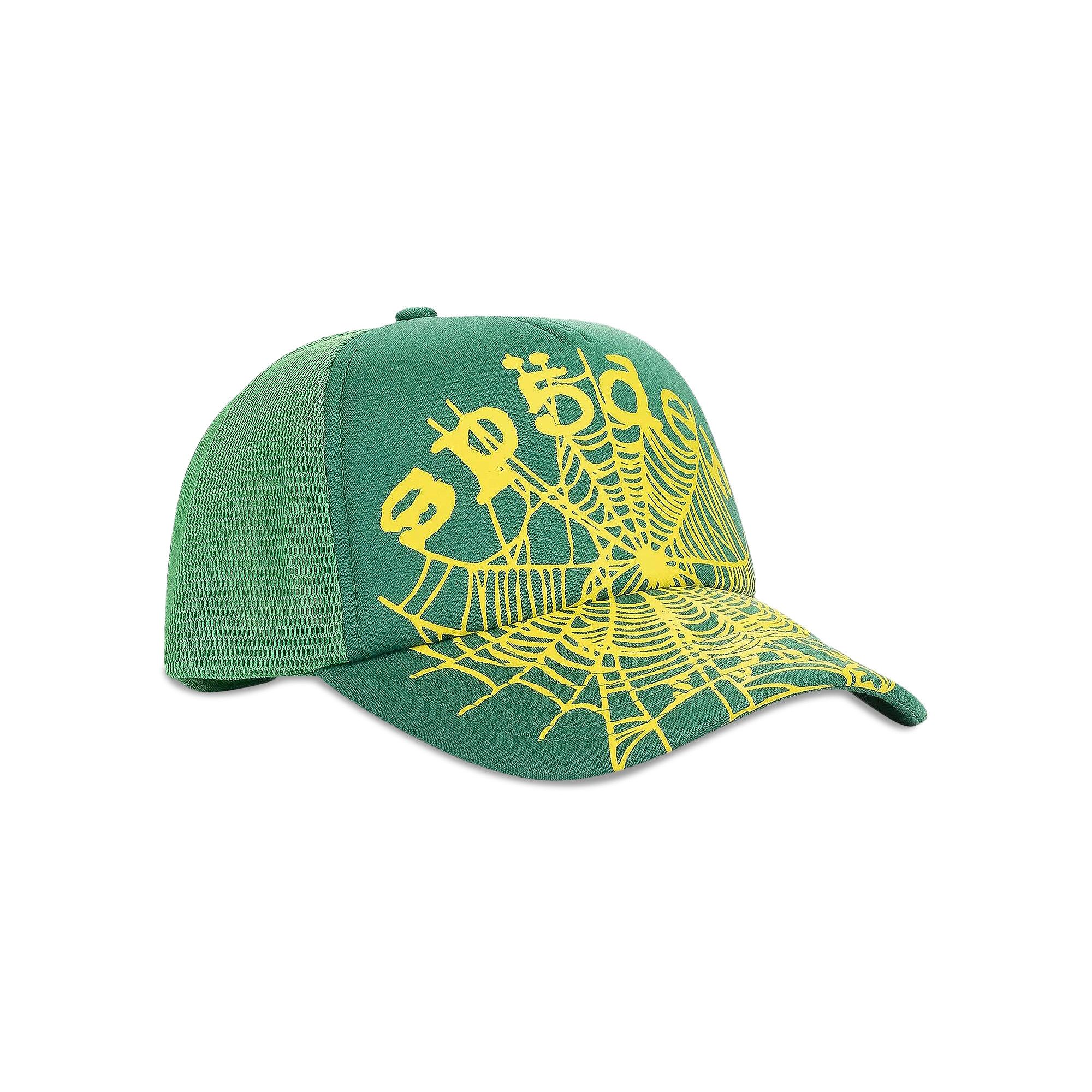 ② Giant Green /SookieSookie-Ain’t It ~ Sp5der Slime Green Yellow OG Web V2 Trucker Hat – Soles District