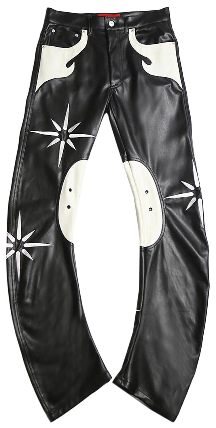 KUSIKOHC Flower Rider Faux Leather Pants Black