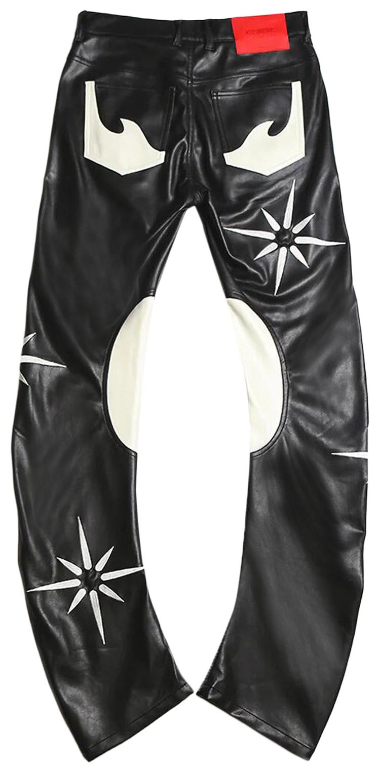 KUSIKOHC Flower Rider Faux Leather Pants Black