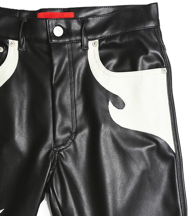 KUSIKOHC Flower Rider Faux Leather Pants Black