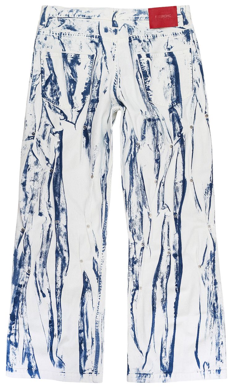 KUSIKOHC Denim Washed Relaxed Fit Jeans White