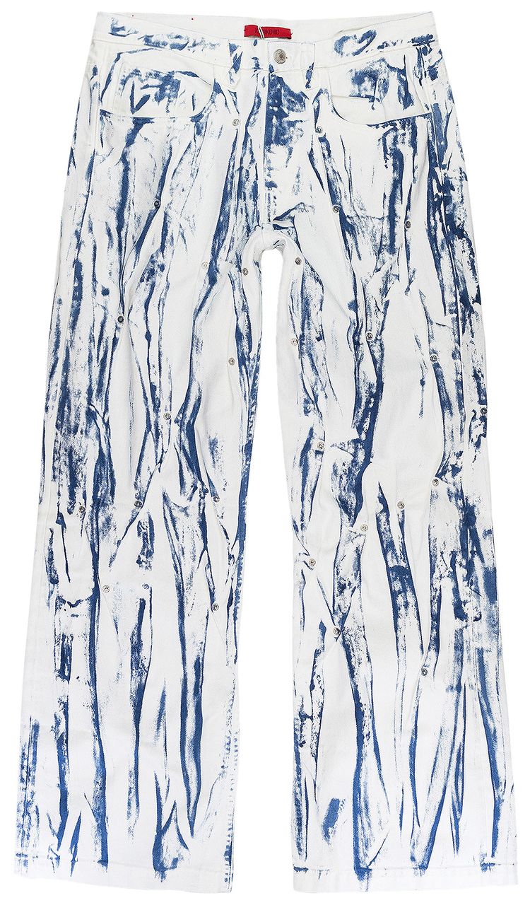 KUSIKOHC Denim Washed Relaxed Fit Jeans White