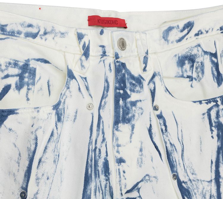 KUSIKOHC Denim Washed Relaxed Fit Jeans White