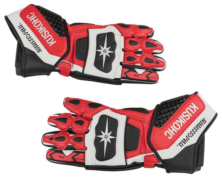 KUSIKOHC Spidi Burn Rider Biker Gloves RedBlack
