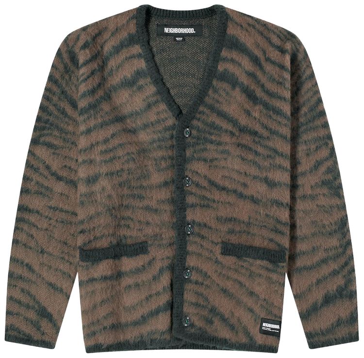 Neighborhood Tiger Pattern Mohair Cardigan Green