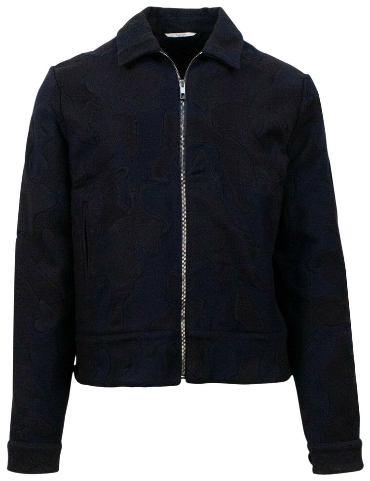 Valentino Wool Camo Jacket Navy Blue