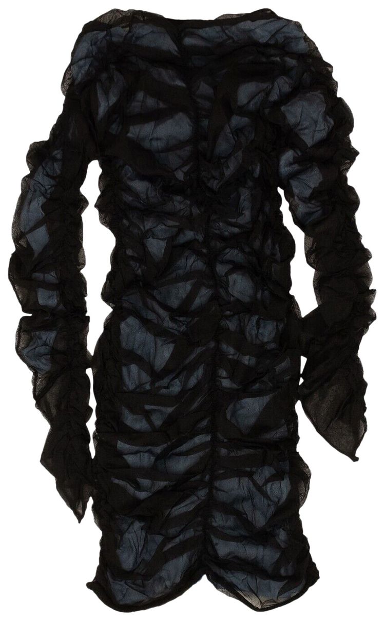 Bottega Veneta Tulle Ruched Dress BlackLight Blue