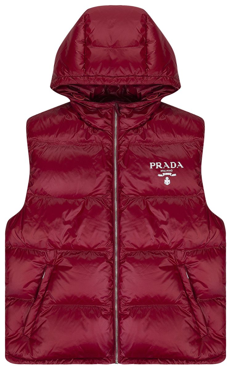 Prada Logo Padded Vest Red