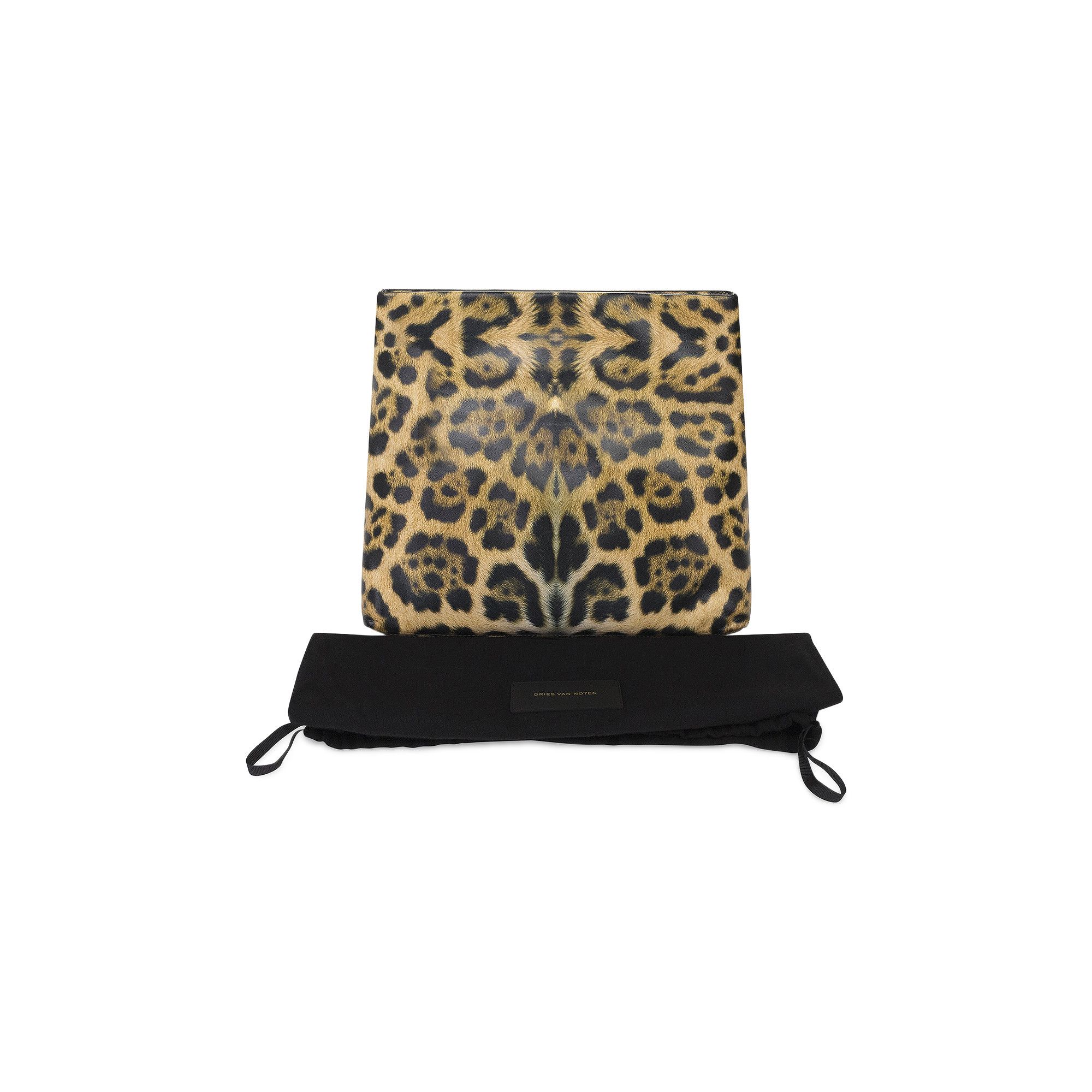 Buy Dries Van Noten Leopard Print Foldover Clutch 'Camel' - 00598