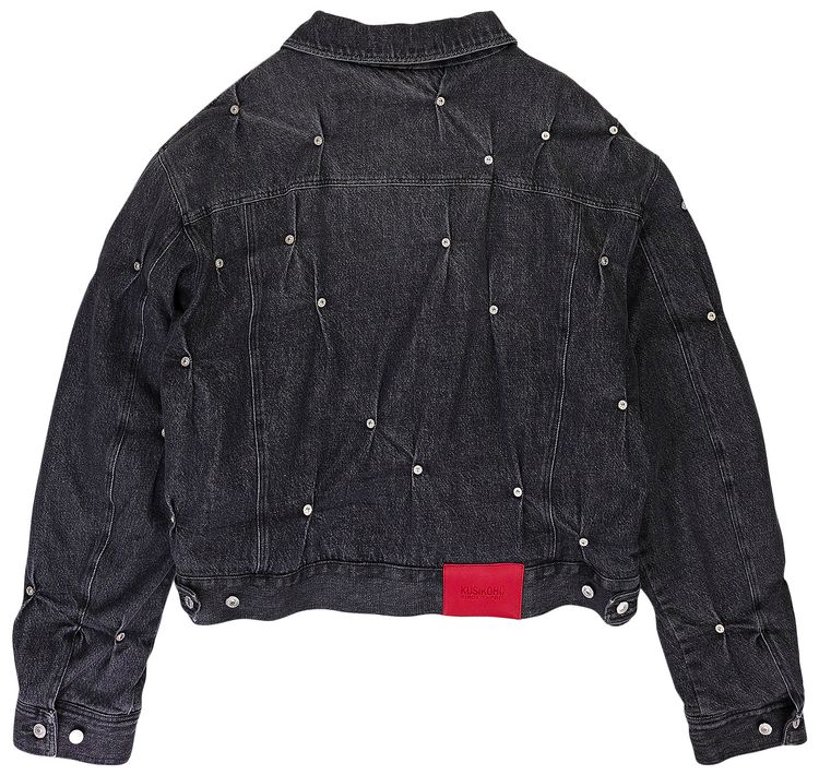 KUSIKOHC Padded Multi Rivet Denim Jacket Black