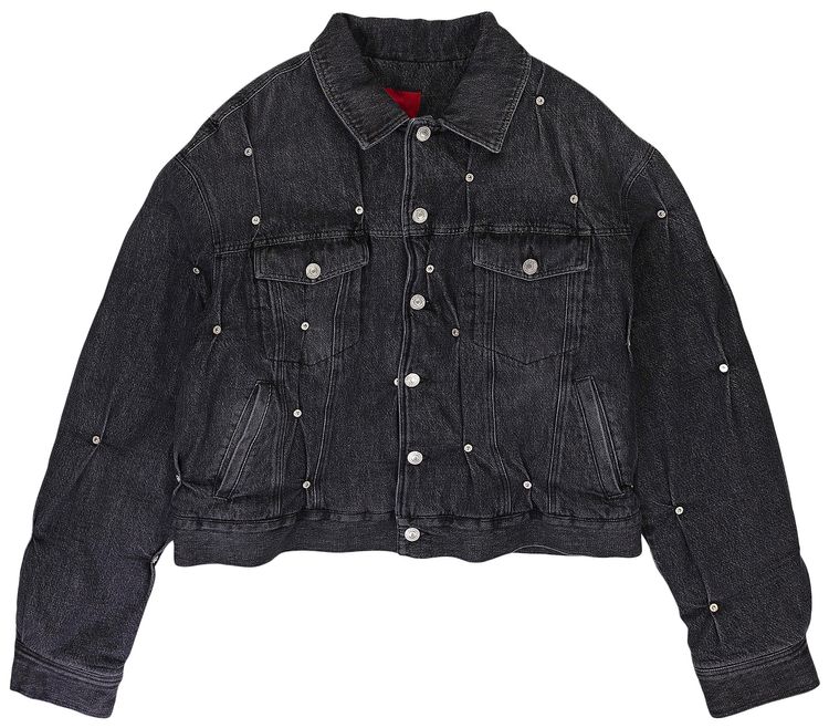 KUSIKOHC Padded Multi Rivet Denim Jacket Black
