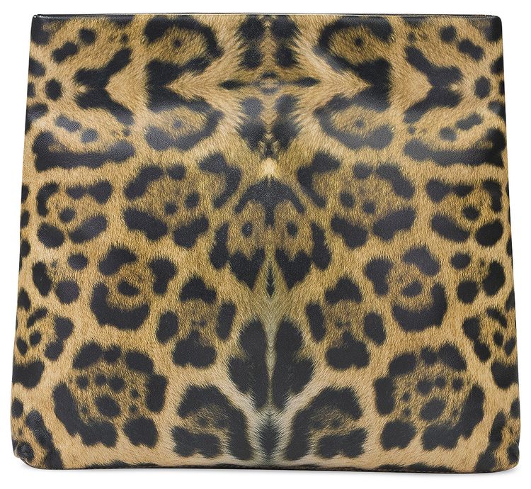 Dries Van Noten Leopard Print Foldover Clutch Camel