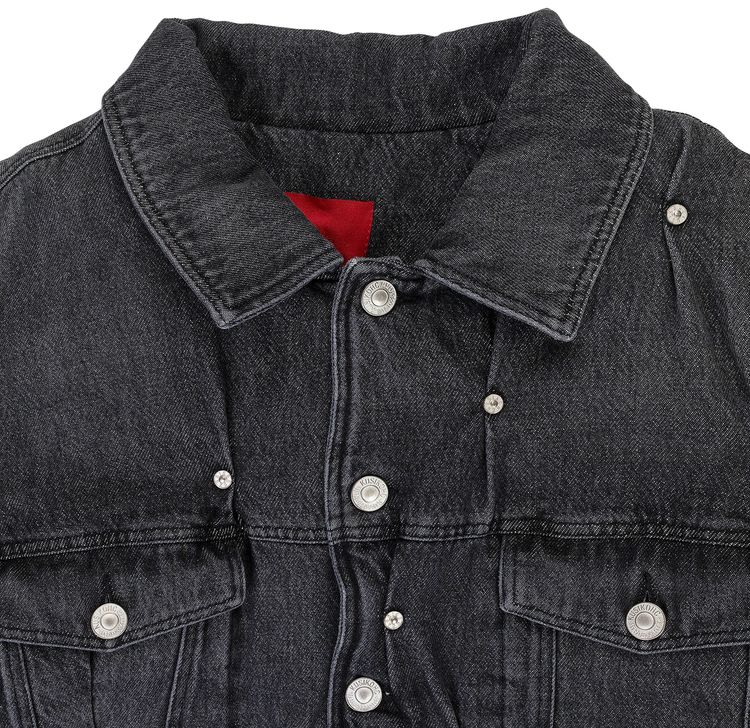 KUSIKOHC Padded Multi Rivet Denim Jacket Black