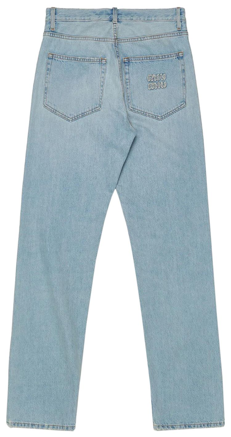 Miu Miu Logo Patch Jeans Indigo
