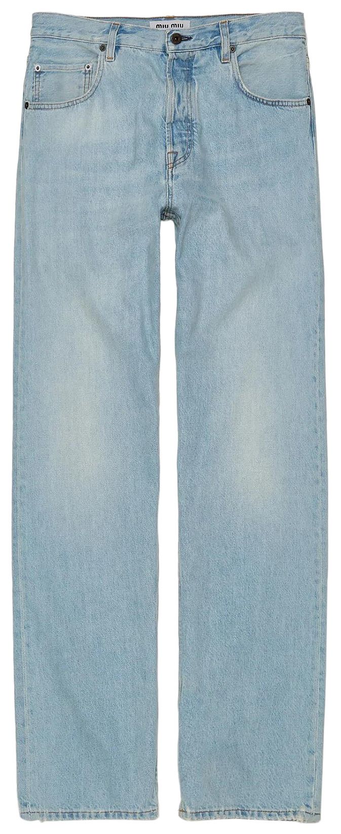 Miu Miu Logo Patch Jeans Indigo