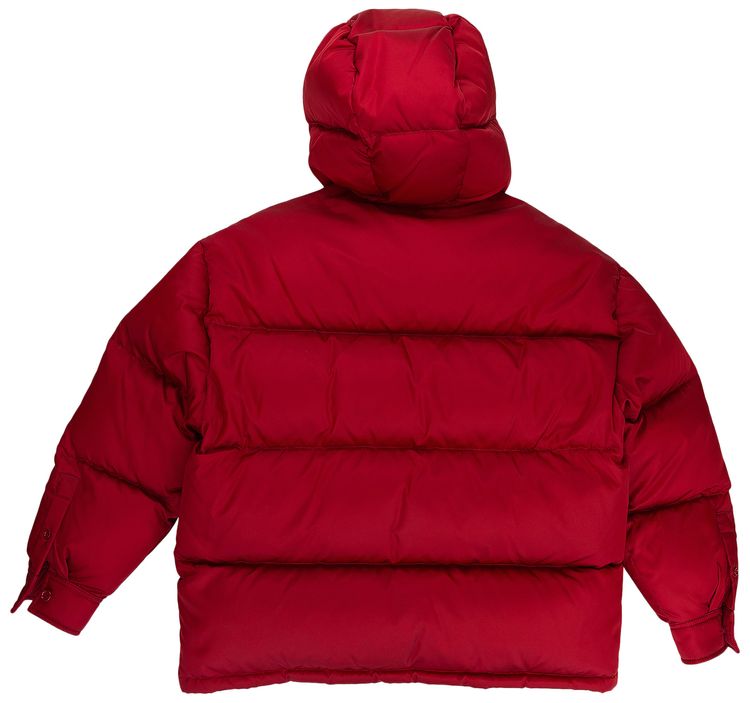 Prada Logo Puffer Coat Red
