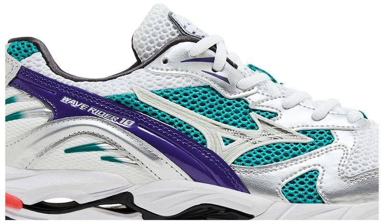 Mizuno Wave Rider 10 White Silver Teal Blue