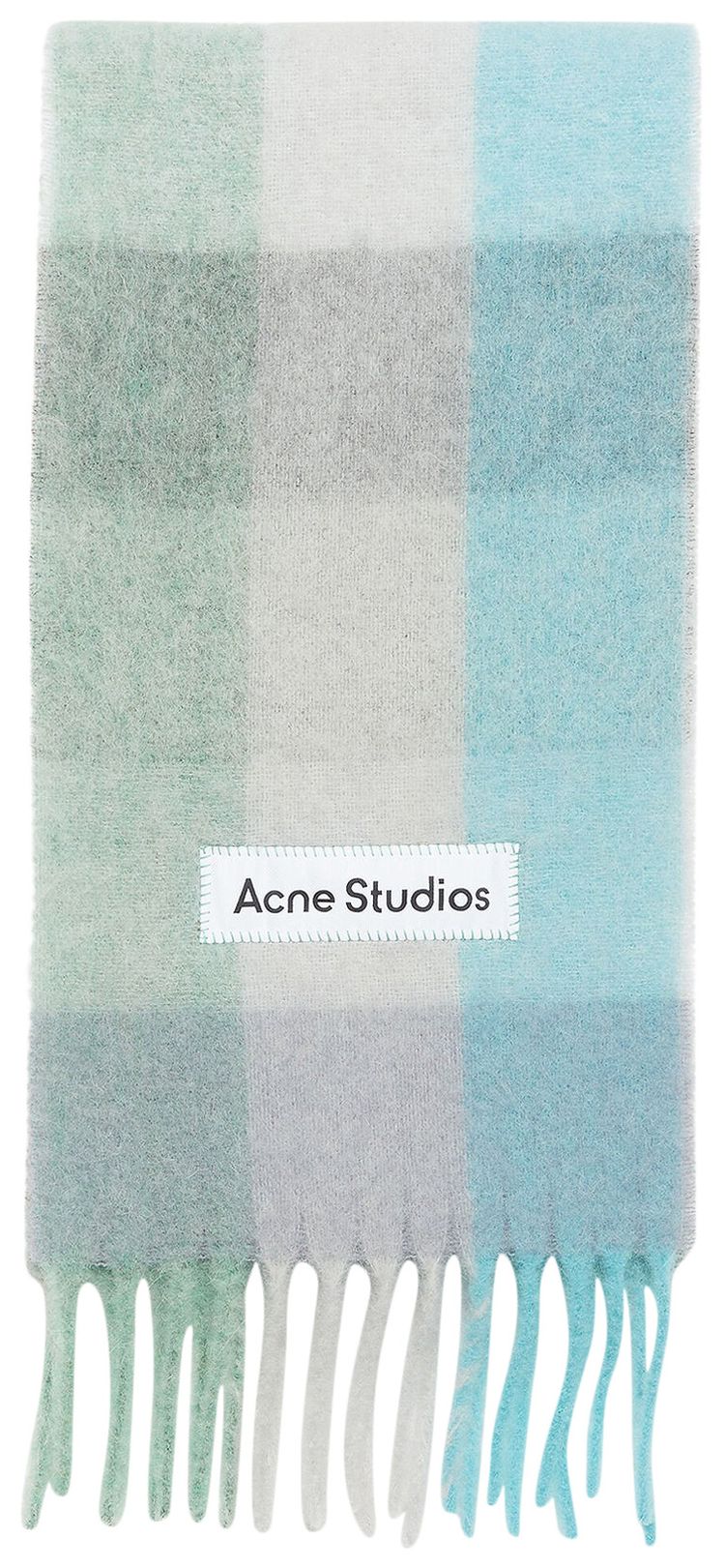 Acne Studios Mohair Checked Scarf TurquoiseCamelBlue
