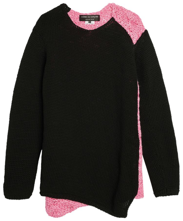 Comme des Garcons Homme Plus Polyester Lily Yarn Jersey x Wool Rayon Slub Jersey T Shirt BlackPink