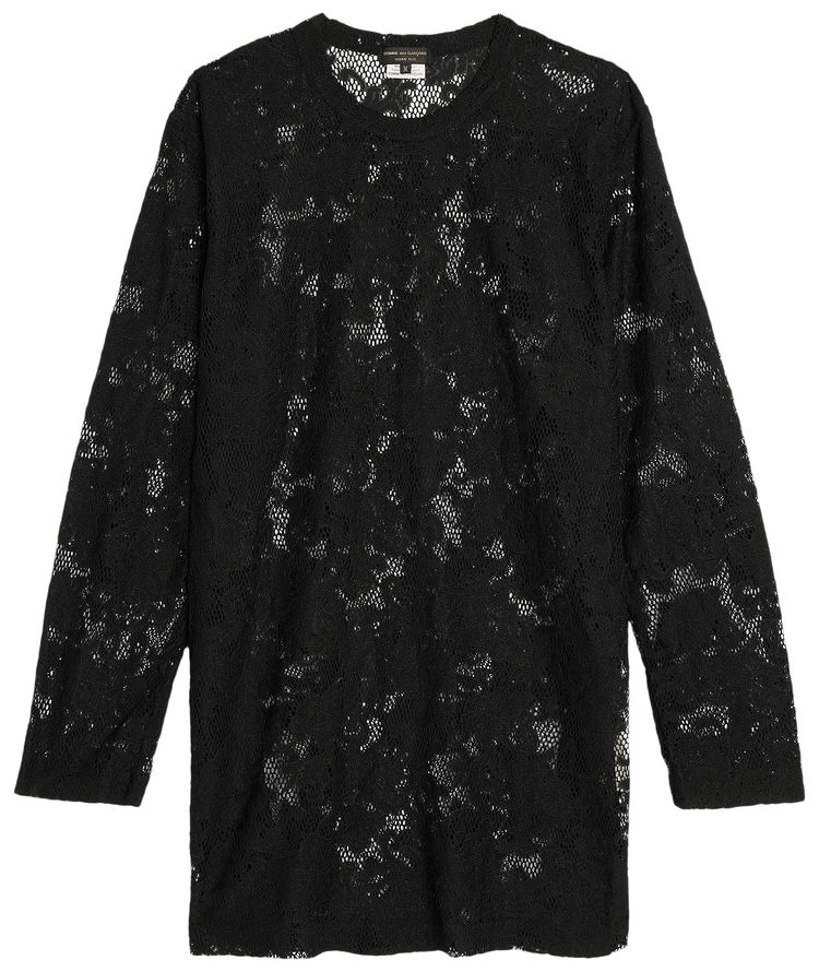 Comme des Garcons Homme Plus Polyester Raschel Lace 2 Garment Washed T Shirt Black