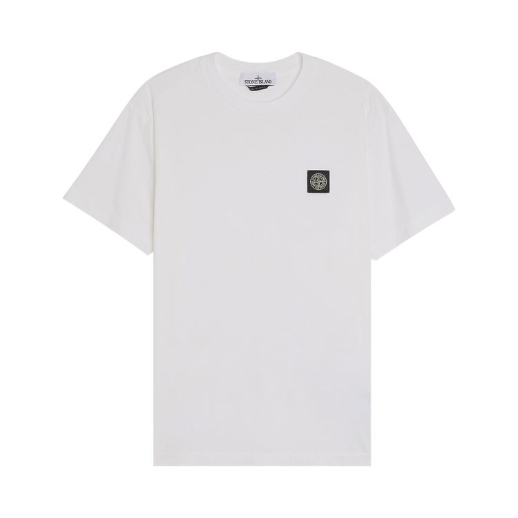 Stone Island Compass Patch Logo V Neck T Shirt White