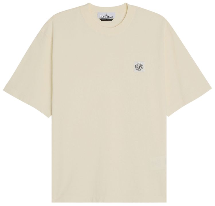 Stone Island Compass Patch Logo Combed T Shirt Ivory
