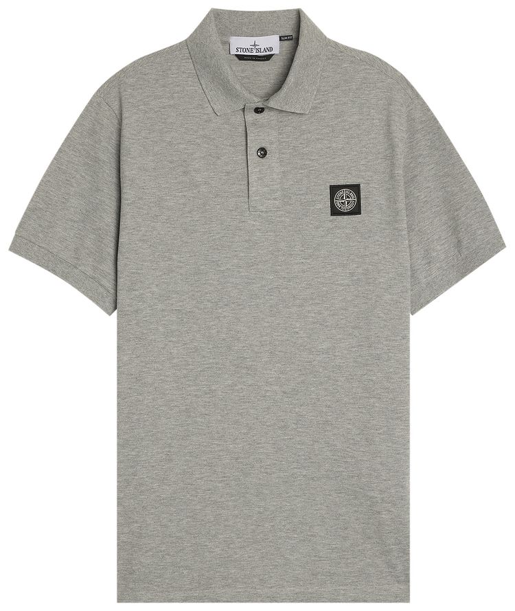 Stone Island Compass Patch Logo Polo Melange Grey