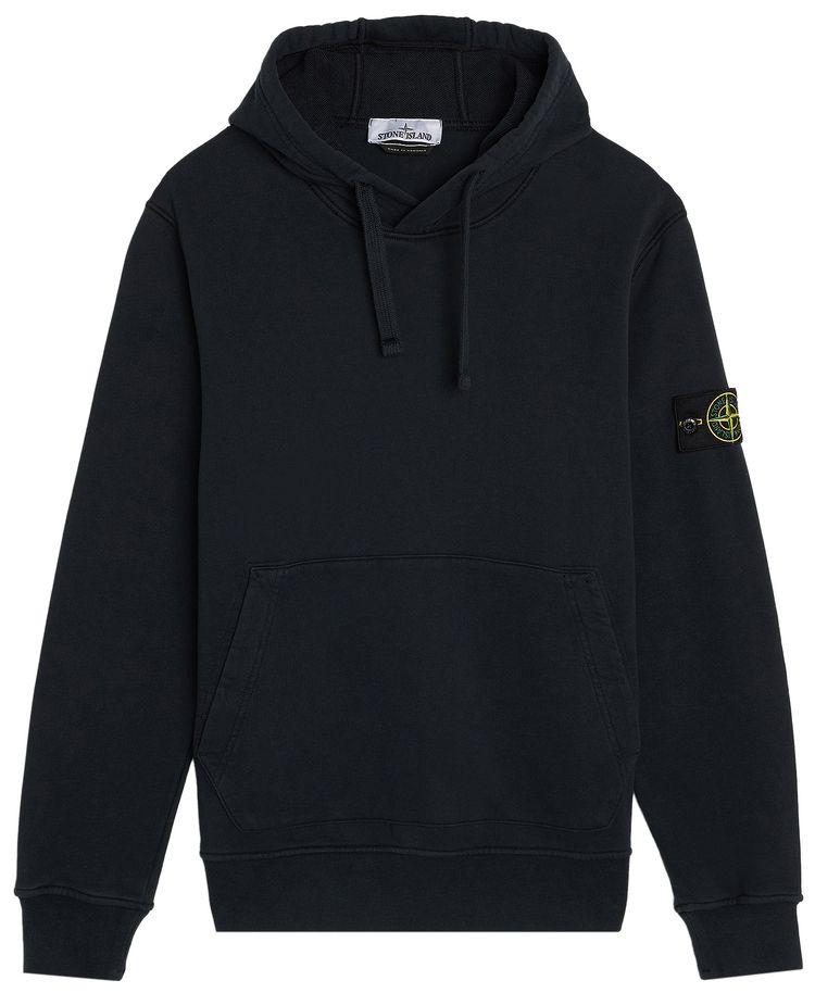 Stone Island Garment Dyed Fleece Hoodie Navy Blue